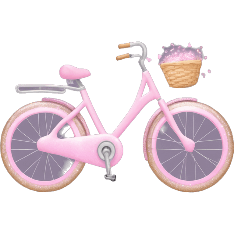 Pastel Pink Bicycle "A pastel pink bicycle with glowing wheels, a sparkly heart-shaped basket, and a trail of glitter following behind." emoji