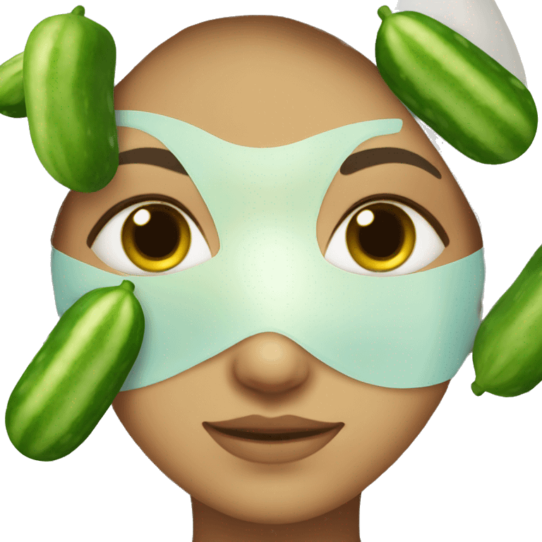 girl with face mask and cucumbers on her eyes emoji