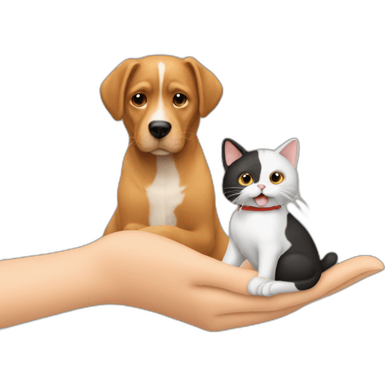 Un chat et un chien qui se tiennent la main emoji