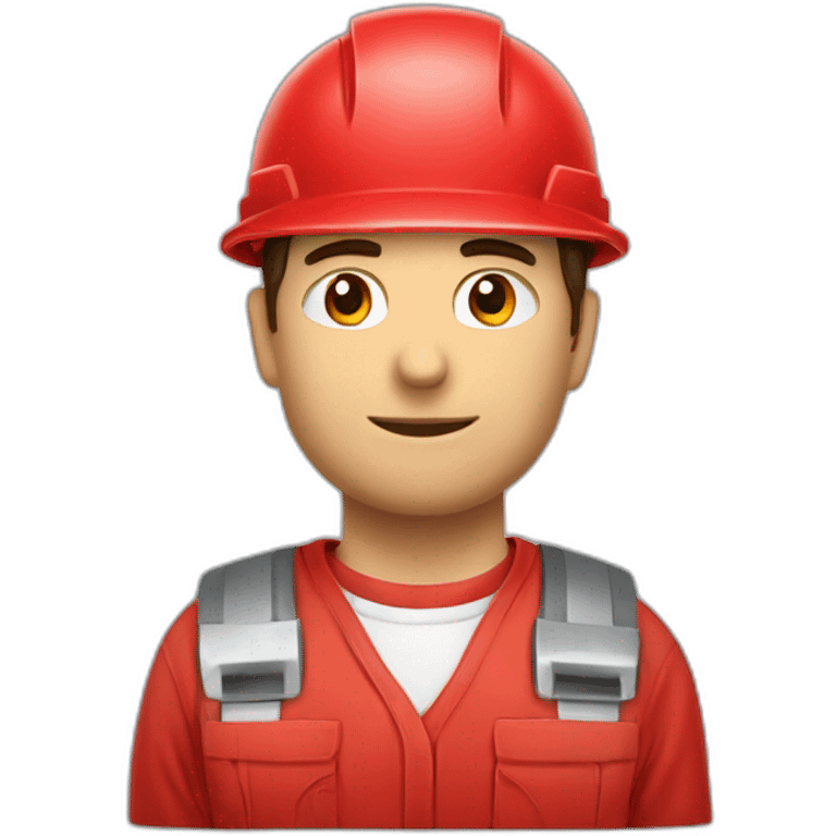 Industrial professional mechanical fitter working with a helmet and red clothing emoji