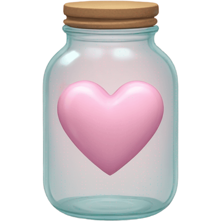 pastel pink heart inside a glass jar emoji