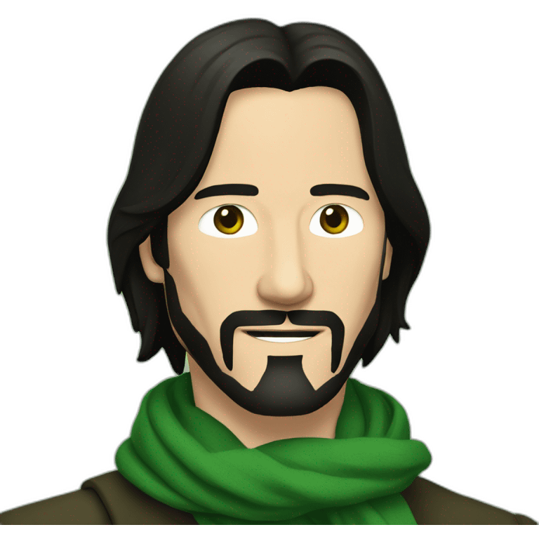 Keanu Reeves in green scarf emoji