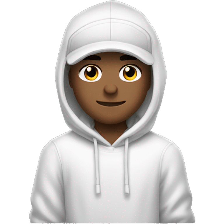 White boy gamer wearing airpods, wearing a hoodie and a cap emoji