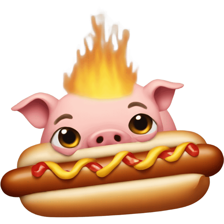 Pig in hot dog emoji