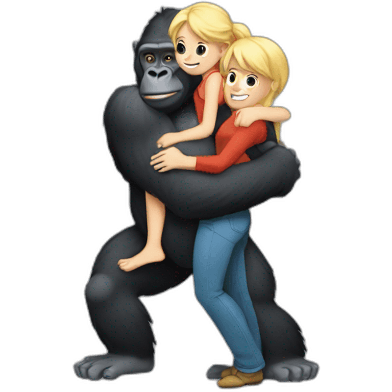 Gorilla carrying a blonde girl on his arms emoji