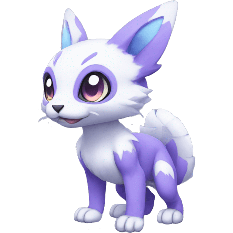 Cute cool purple white blue animal hybrid Fakemon full body emoji