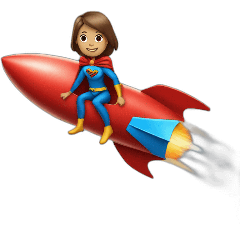 person dressed with a superhero cape riding on a rocket emoji