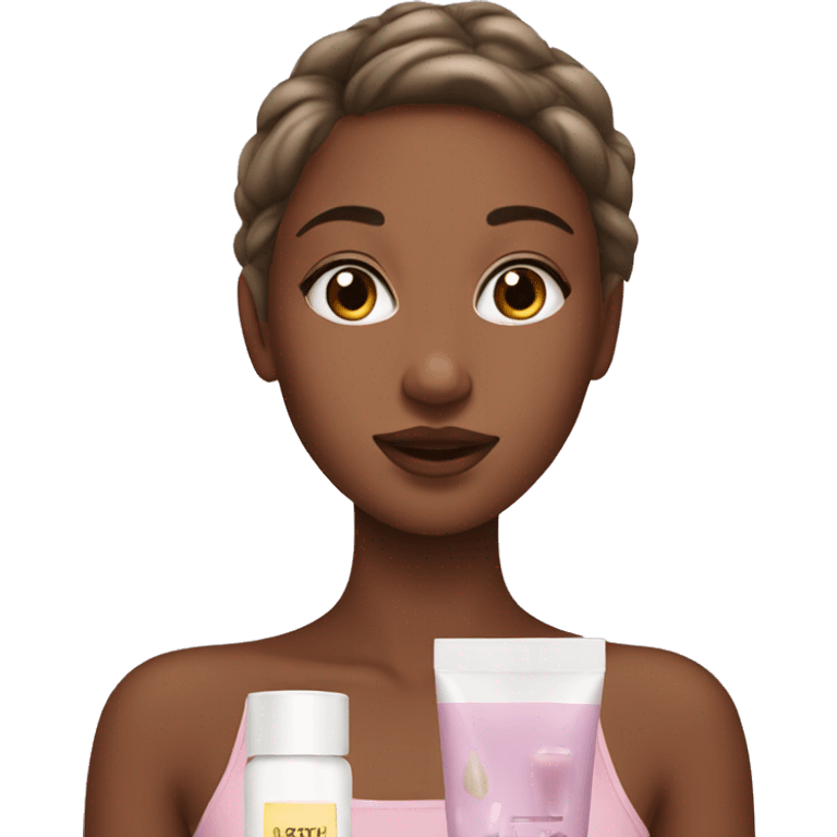 A girl doing a skincare routine  emoji