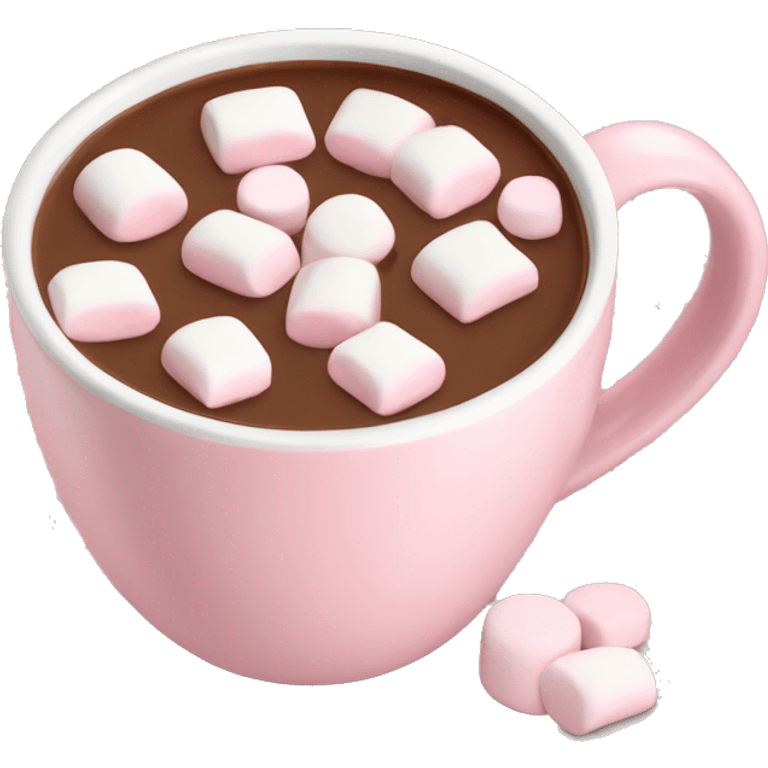 Light Pink mug of hot chocolate with marshmallows  emoji