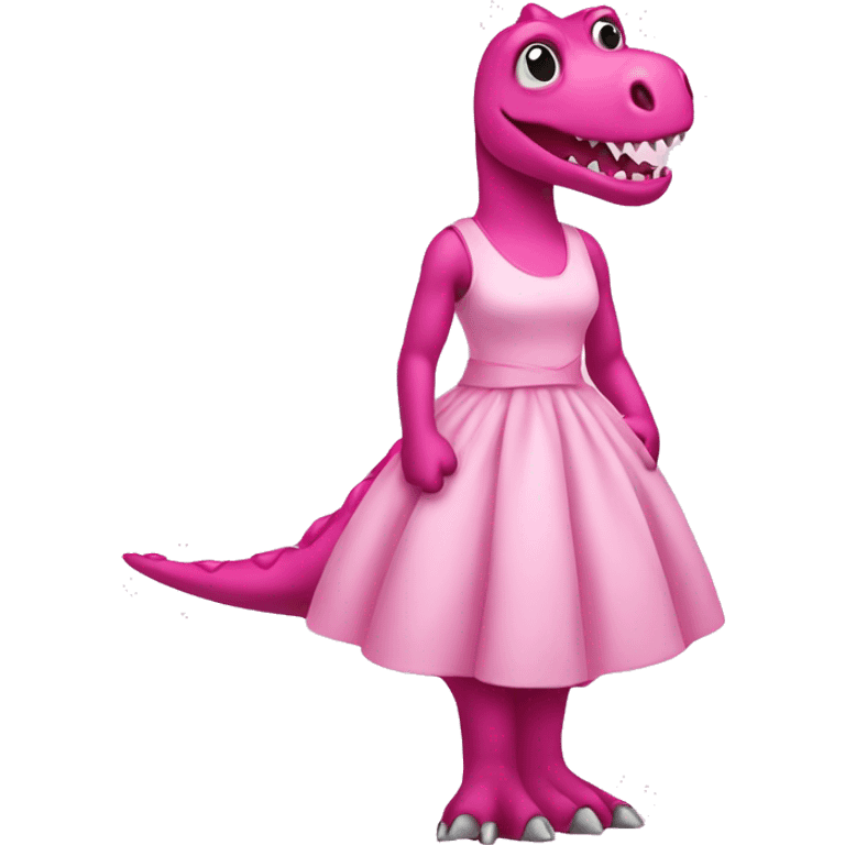 Pink dinosaur in a dress emoji