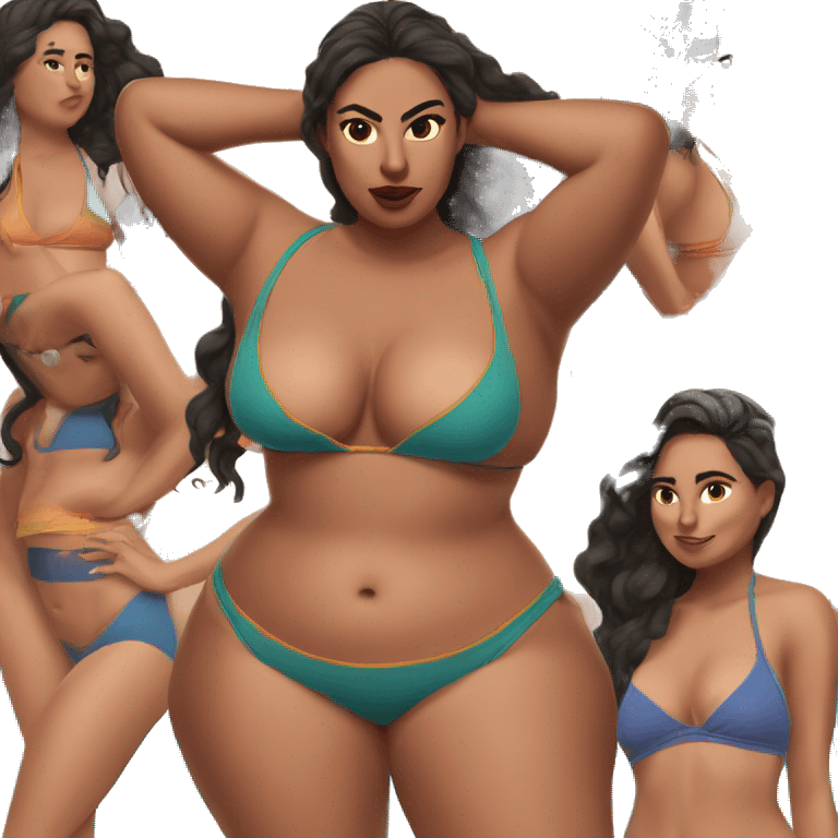 Slim-Thicc mexican woman swimsuit posing emoji