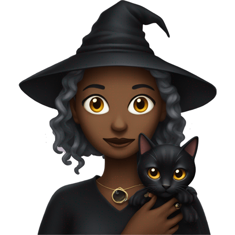 black witch with black cat emoji