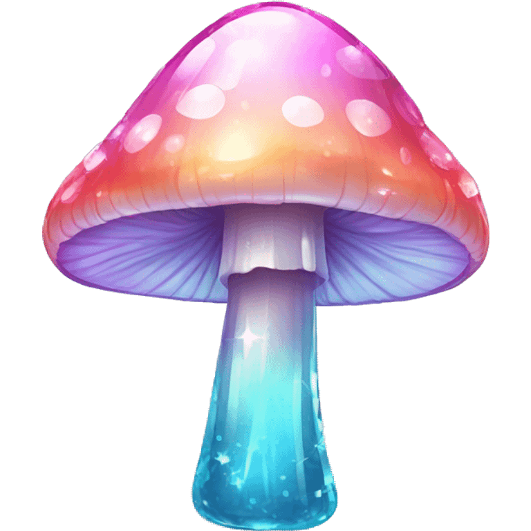 Sparkly glossy Pastel  glass crystal mushroom emoji