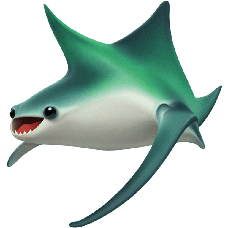 Manta-ray with green hair and red lips emoji