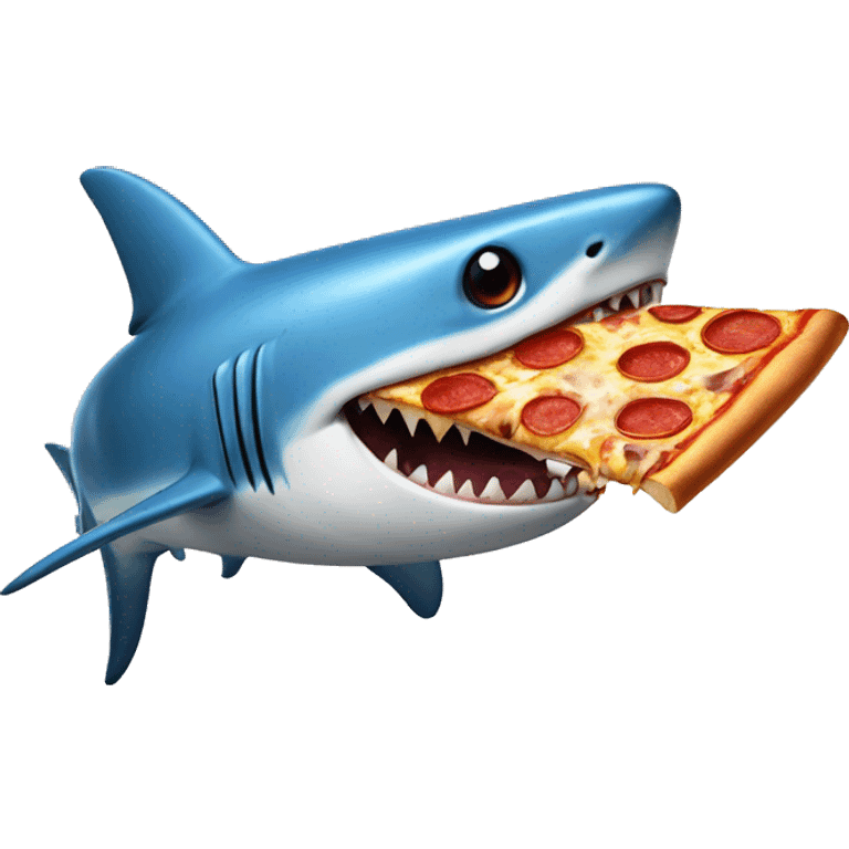 A blue shark eating pizza emoji