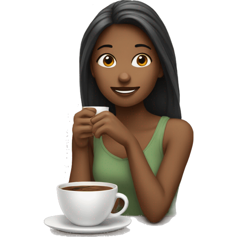 Girl having coffee emoji