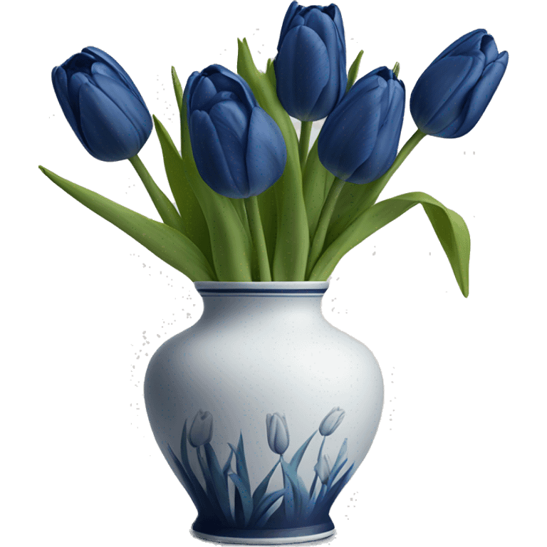 Navy blue tulips in white vase  emoji