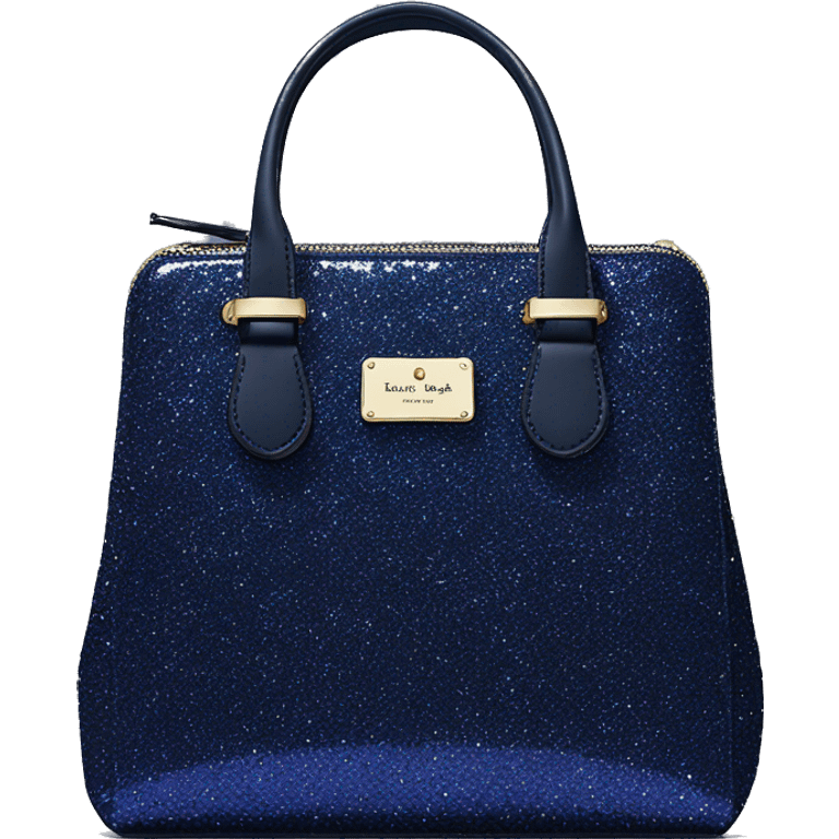 Realistic isolated navy blue glitter kate spade satchel purse.  emoji