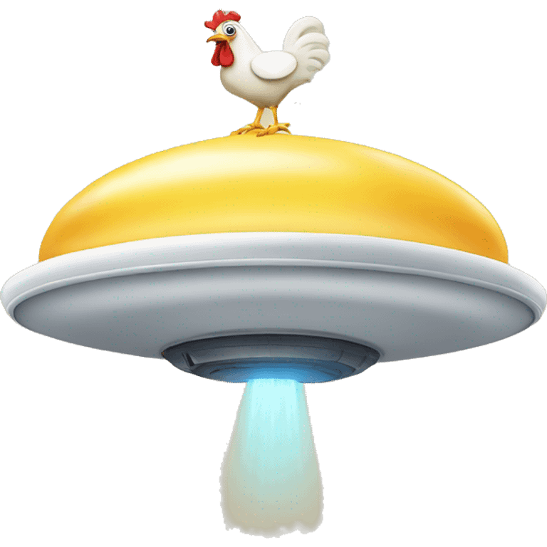 flying saucer with a chicken on top emoji