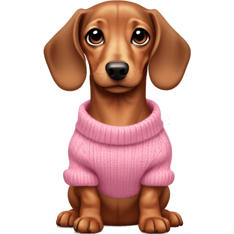 Tan dachshund puppy wearing a pink sweater emoji