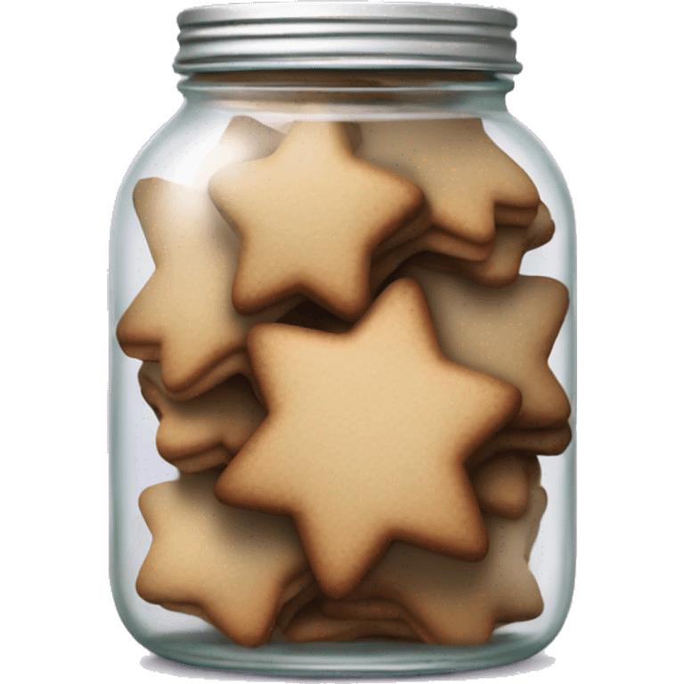 Realistic jar of star shaped frosted gingerbread cookies emoji