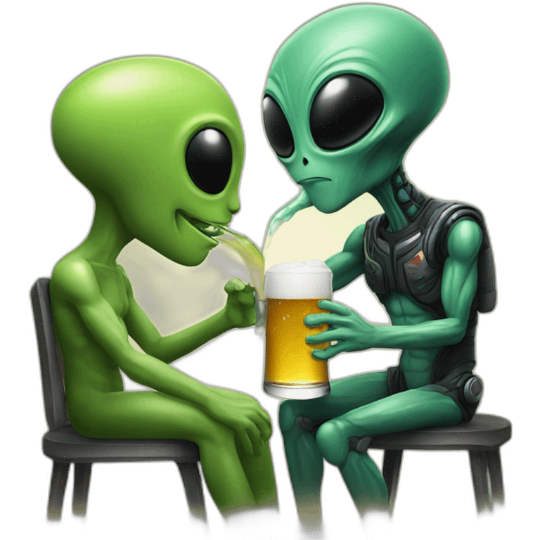 drinking beer with alien emoji