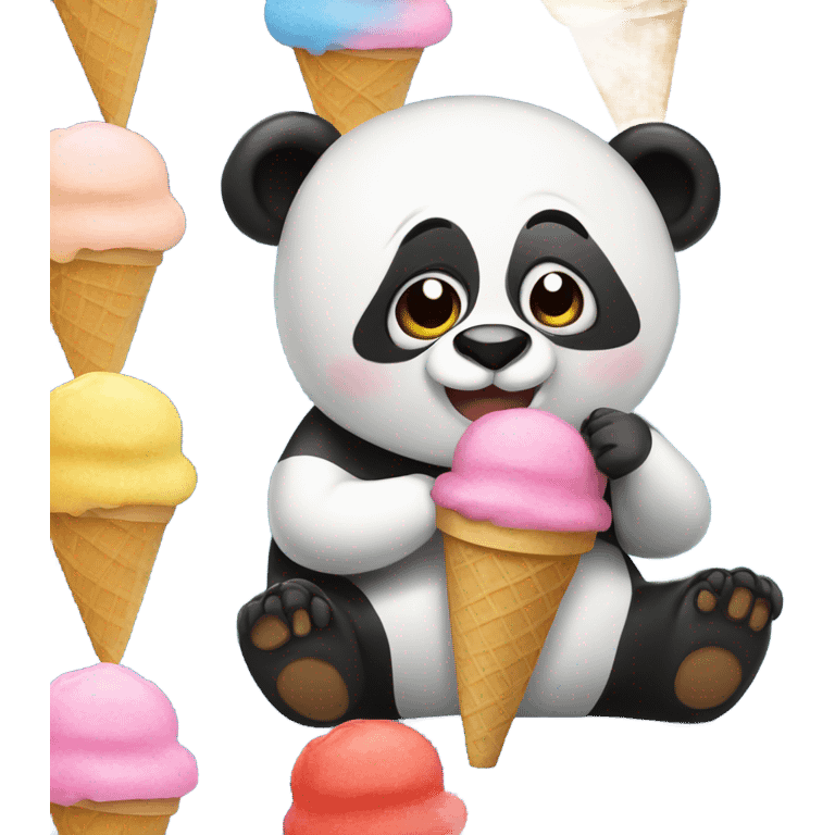 Panda eating ice cream emoji