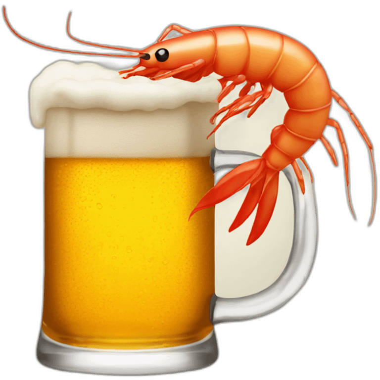 Shrimp jump into beer emoji