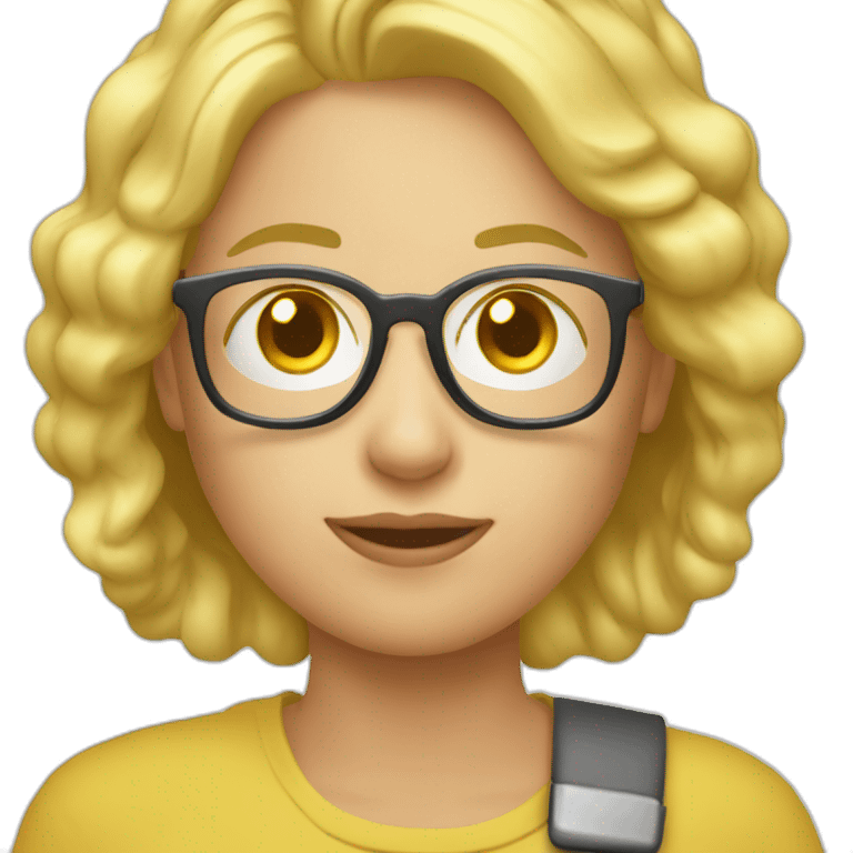 fille BLONDE ronde à lunettes qui travaille sur ordinateur emoji