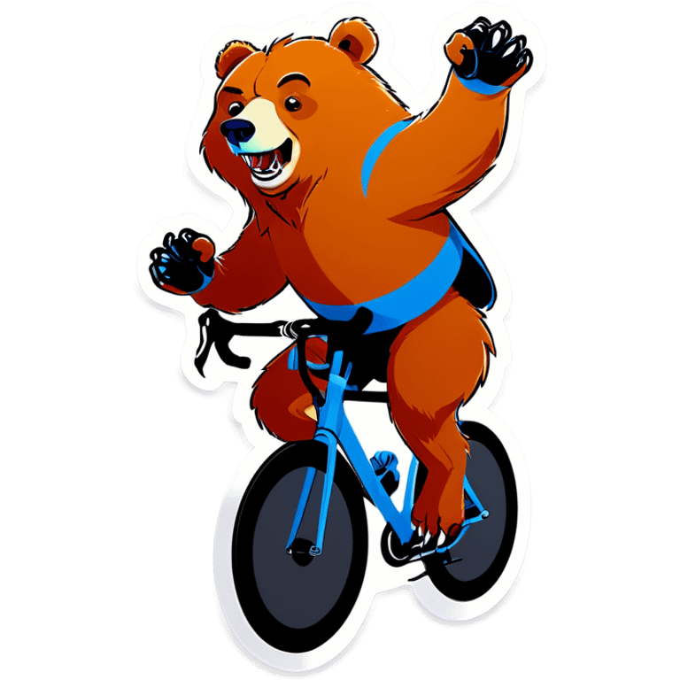 Bear with claws out on a peloton  emoji