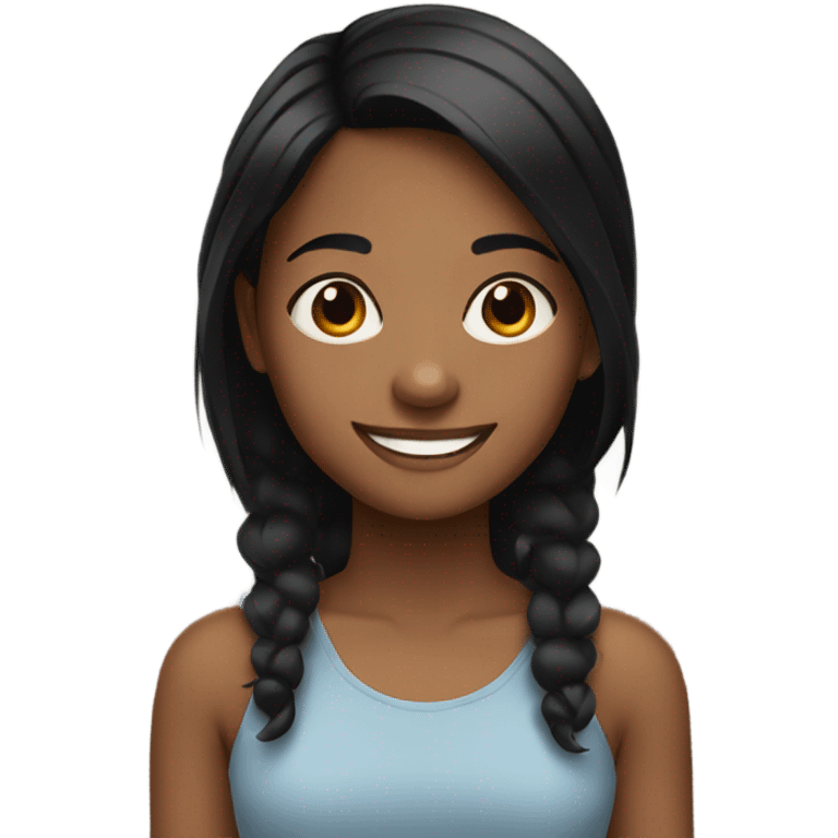 smiling brown girl with black hair emoji