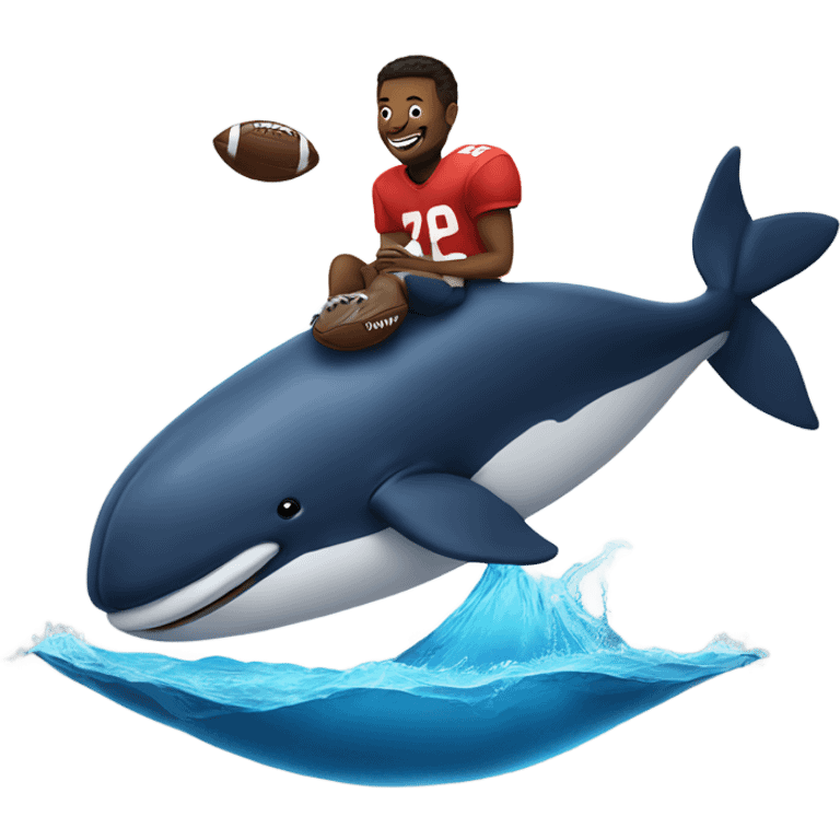 A football player riding on a whale emoji