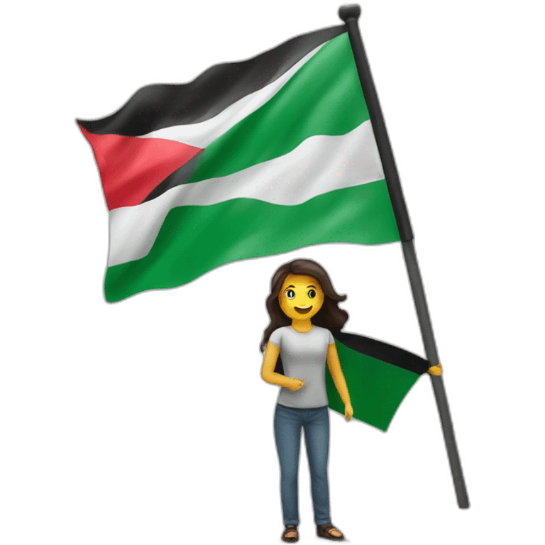 A person raises the flag of Palestine emoji