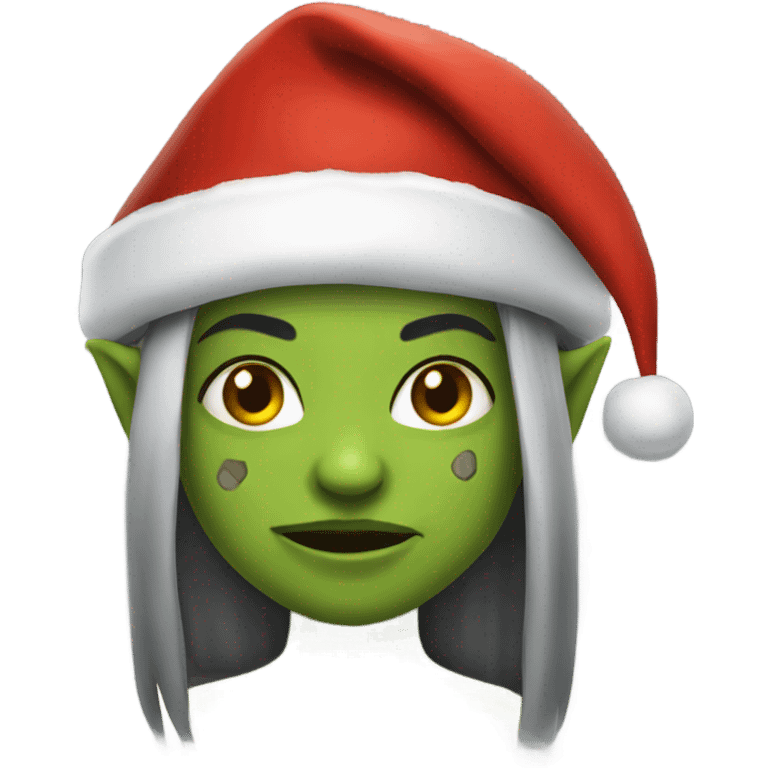 orc female warrior with santa hat emoji