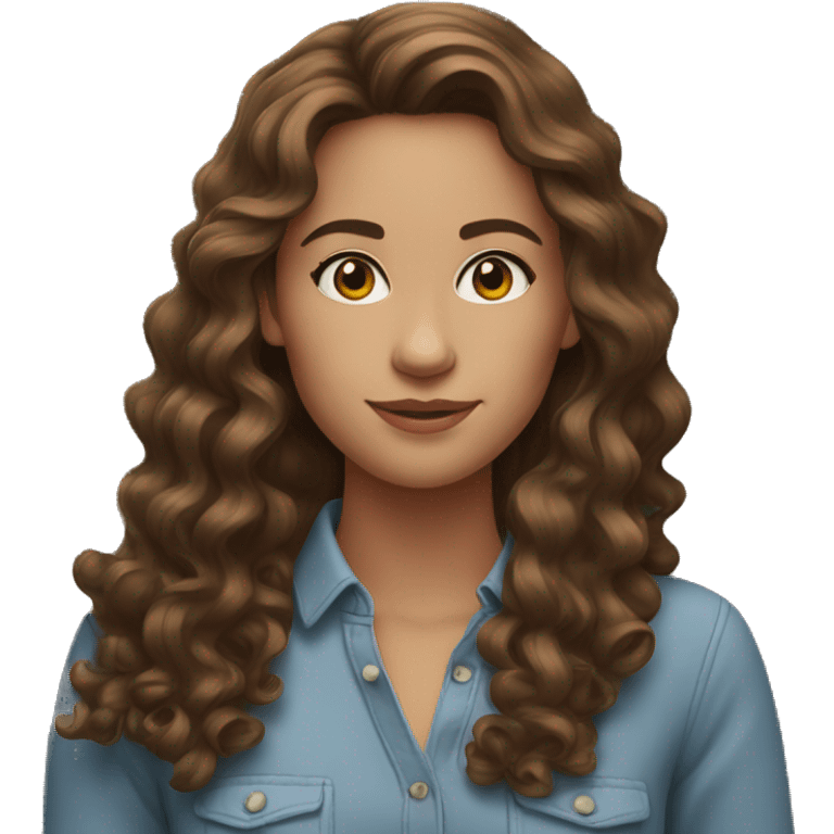 Young Beautiful woman with brown wavy hair emoji