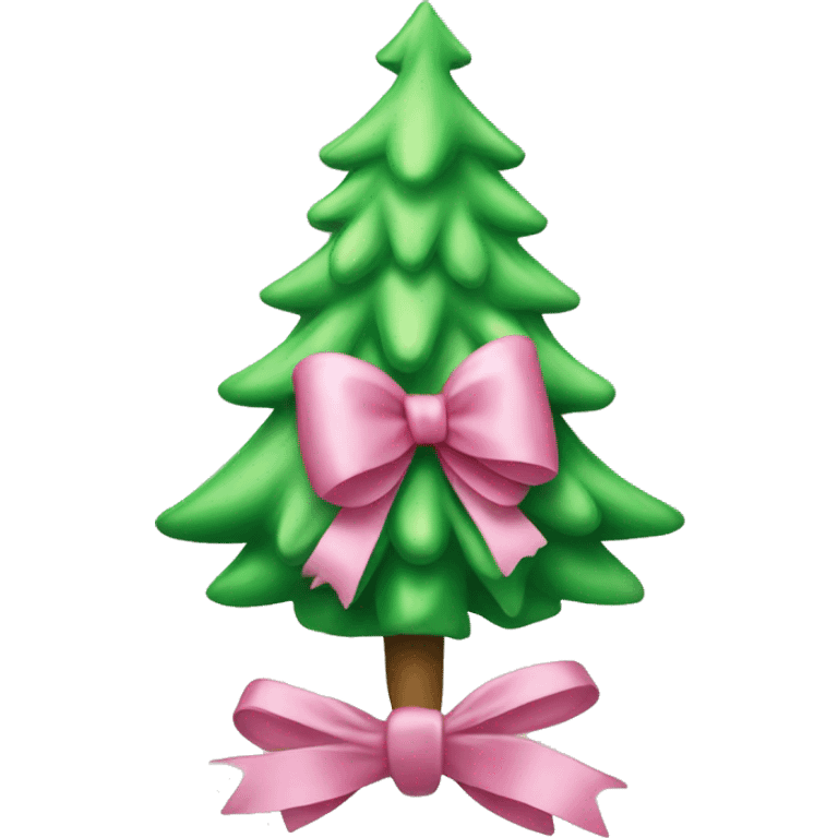 light green christmas tree with pink bow on top emoji