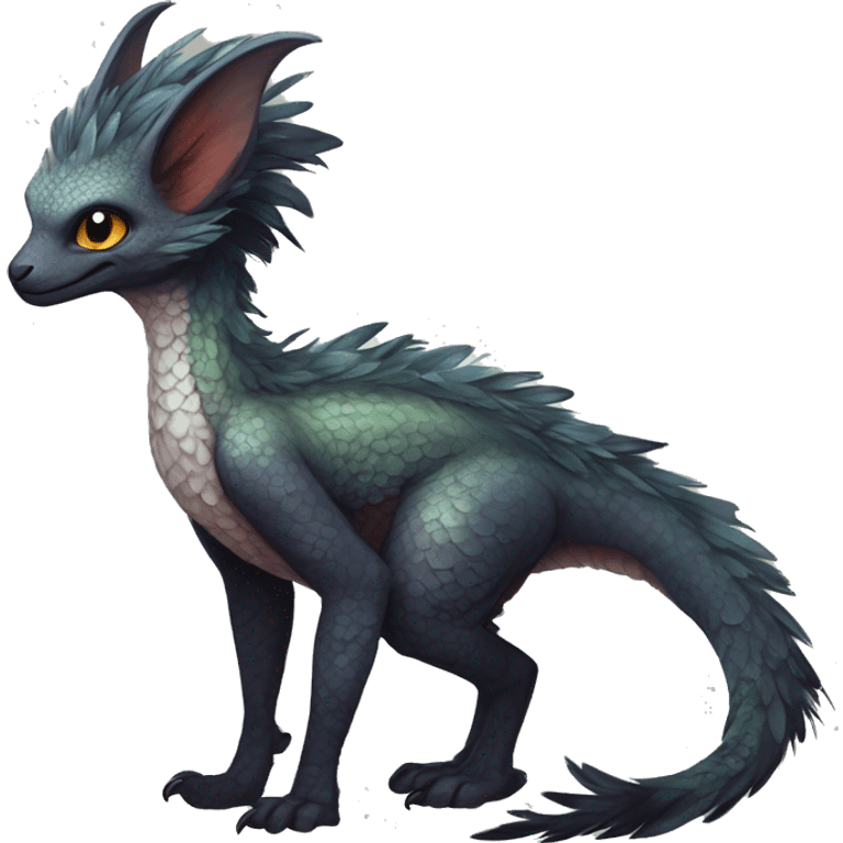  Scaly Cute Edgy Realistic Rare Fantasy Fluffy Slim Vernid-Trico-Melprin-species by LiLaiRa, by Falvie, full body emoji