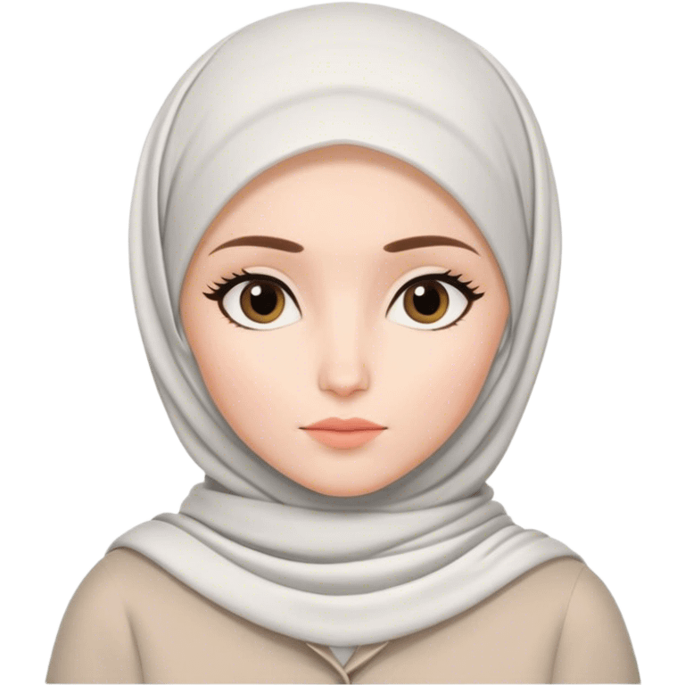 a white skin hijab woman thinking something with zepeto styles emoji