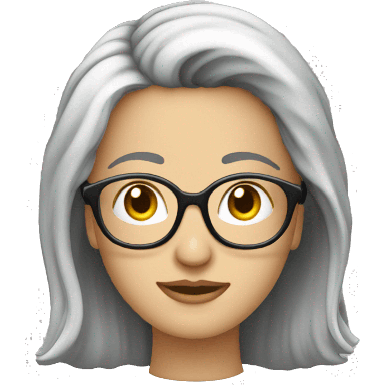 Mevrouw met grijs haar en een bril die aan het haken is emoji