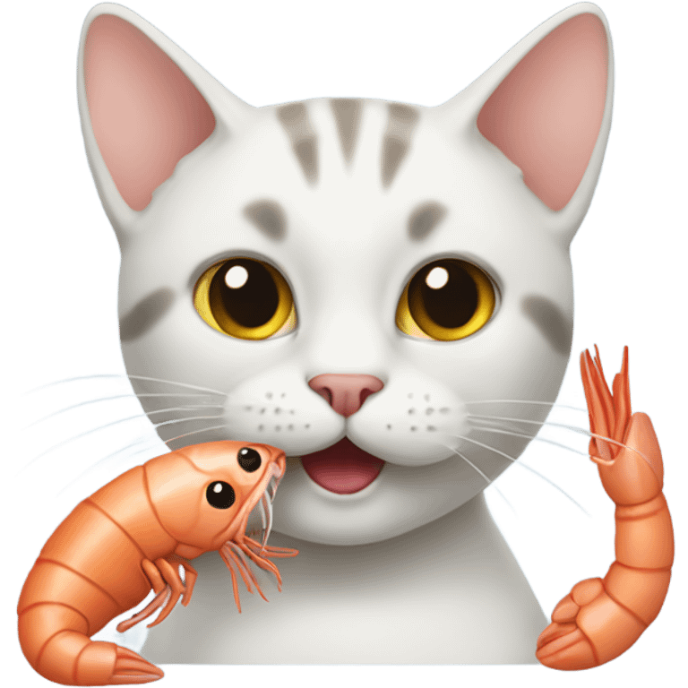 Cat eating shrimp  emoji