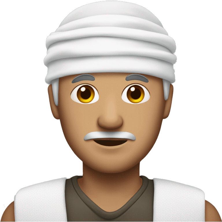  A 50 year old man with a bandage on his head emoji