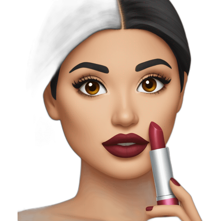 Kylie Jenner holding her lipstick lips emoji