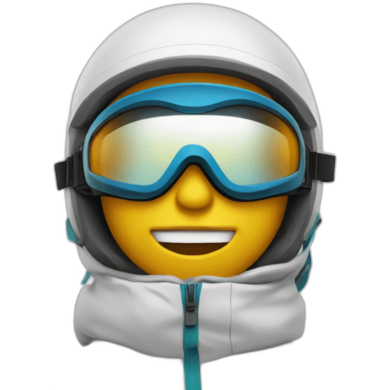 skiier with goggles tired after long day emoji