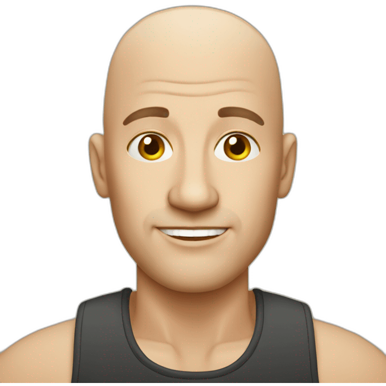 Bald man with iphone emoji