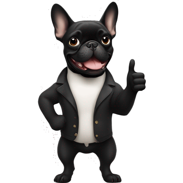 Black french bulldog doing thumbs up  emoji