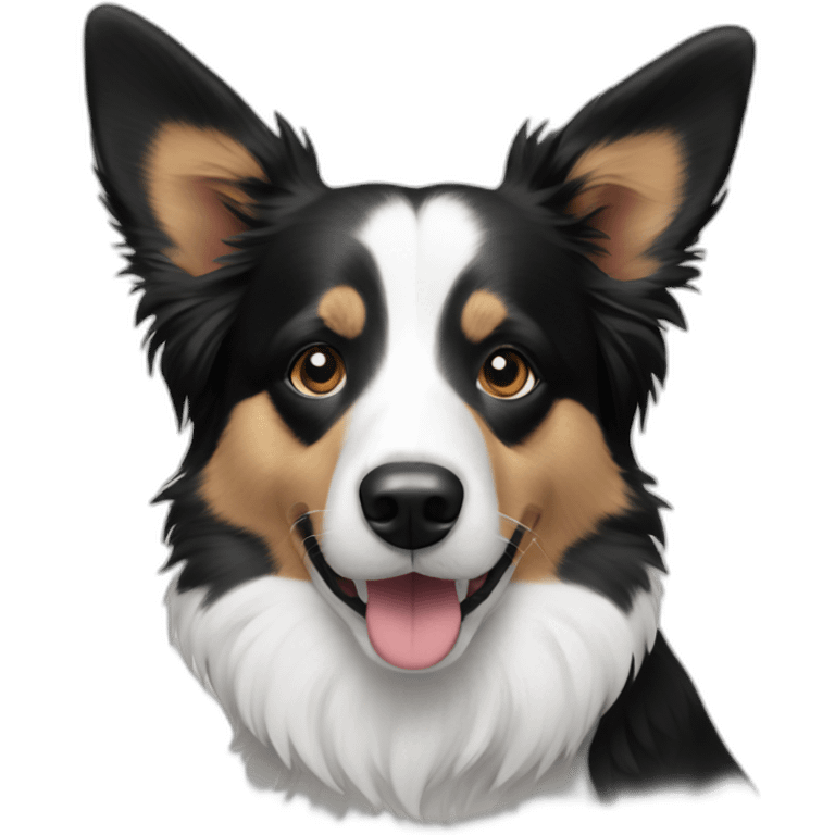 bordercollie mixed with a corgi, black and white emoji