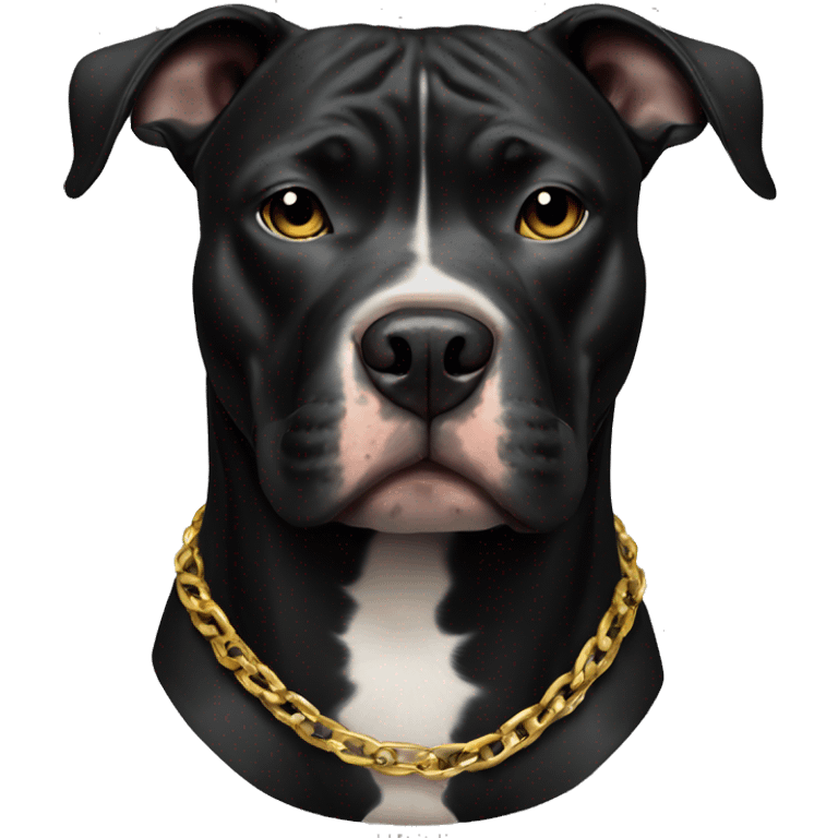 A black pitbull with a gold chain  emoji