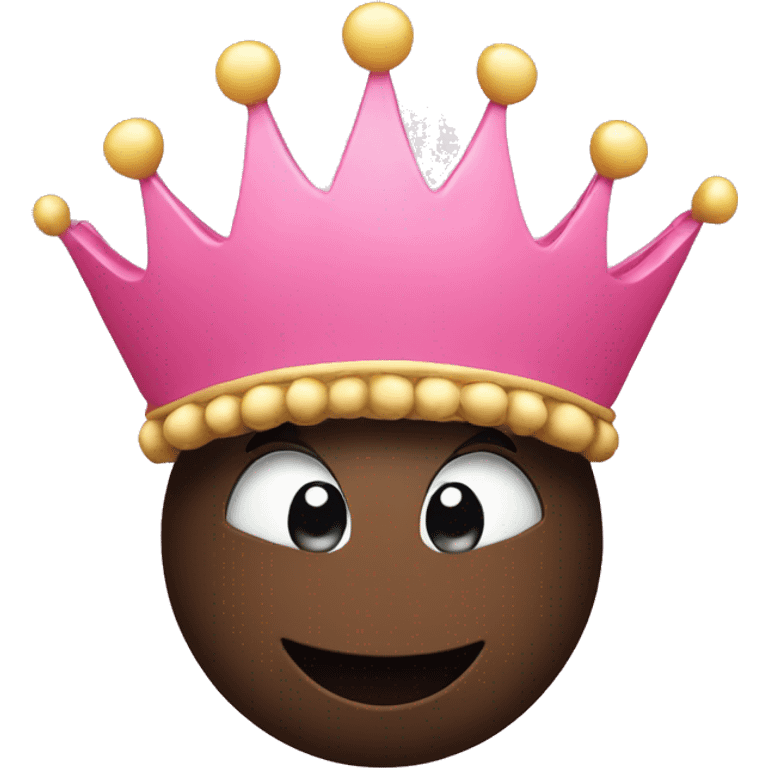 Black emoji face smiling with a crown and pink hearts  emoji