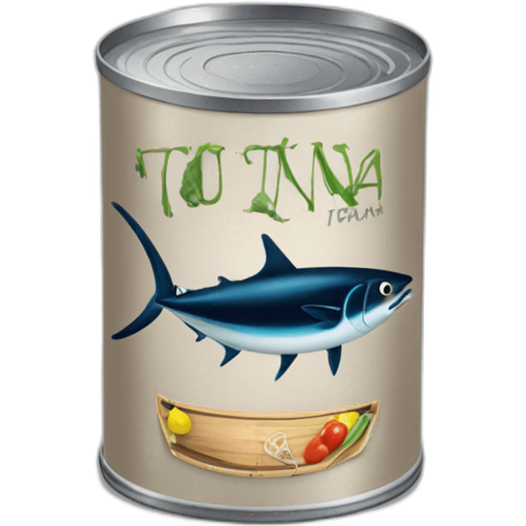 realistic can of tuna with an old boat emoji