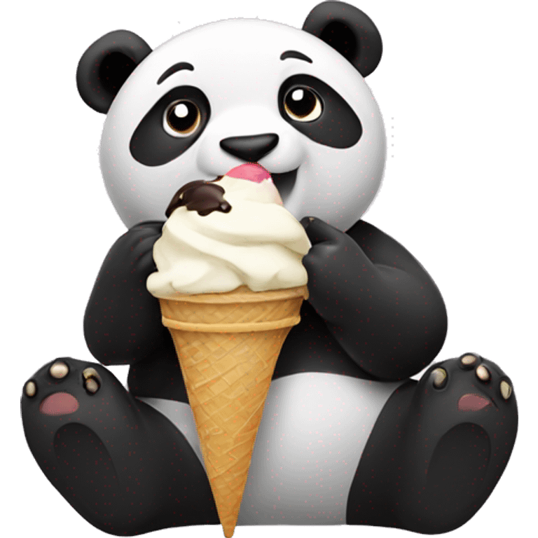 Panda eating ice cream emoji